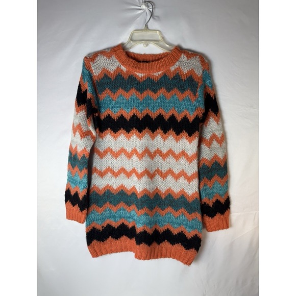 Aqua Sweaters - Aqua sweater dress XS Chevron Pattern‎ Coral White Aqua Soft Comfortable